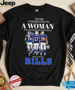 Never Underestimate A Woman Who Understands Football And Loves Bills Stefon Diggs Josh Allen And Cole Beasley Signatures Shirt