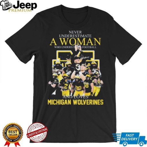 Never Underestimate A Woman Who Understands Football And Loves Michigan Wolverines Shirt