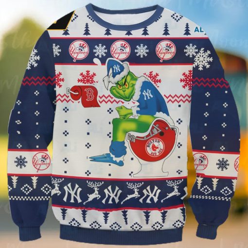 New York Yankees Funny Grinch All Over Print 3D Christmas Ugly Sweater