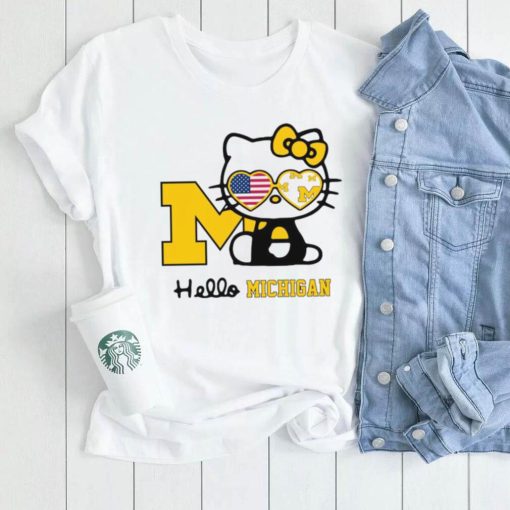 Nice Michigan hello kitty American flag shirt