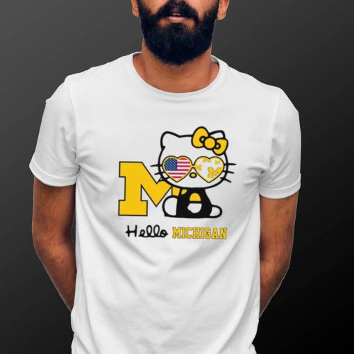 Nice Michigan hello kitty American flag shirt