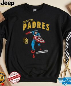 Official San Diego Padres Youth Team Captain America Marvel T Shirt0