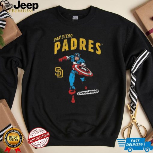 Official San Diego Padres Youth Team Captain America Marvel T Shirt0