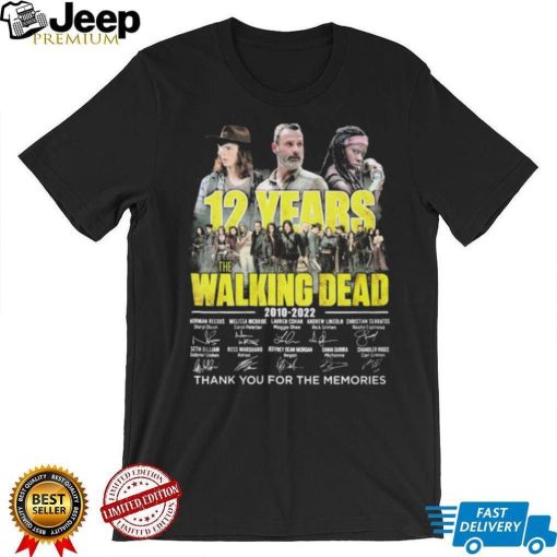 Official The Walking Dead 12 Years 2010 2022 Signatures Thank You For The Memories Shirt