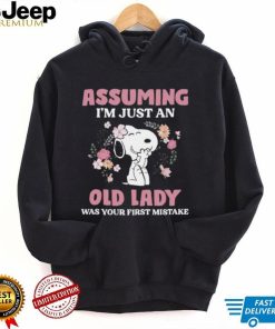 Official snoopy assuming i’m just an old lady was your first mistake american shirt