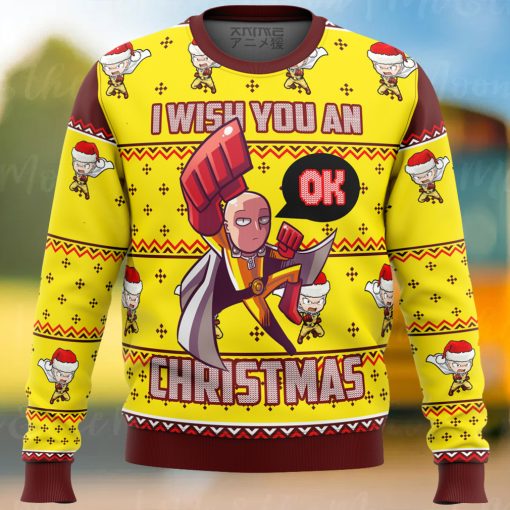 One Punch Saitama Ok Ugly Christmas Sweater