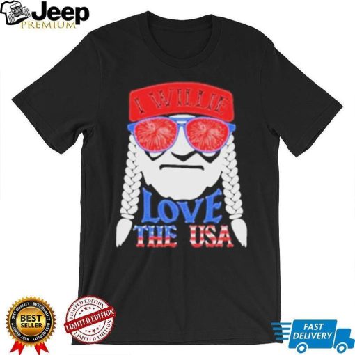 Patriotic distressed vintage I willie n love the usa willie nelson shirt