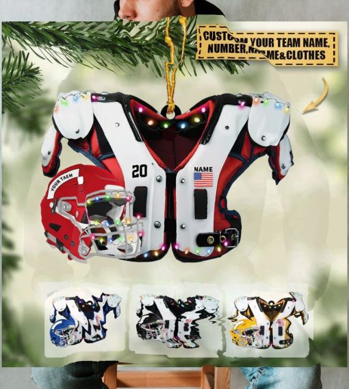 Personalized American Football Shoulder Pads And Helmet Car Hanging Ornament