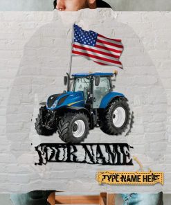 Personalized Blue Tractor Shaped Metal Sign