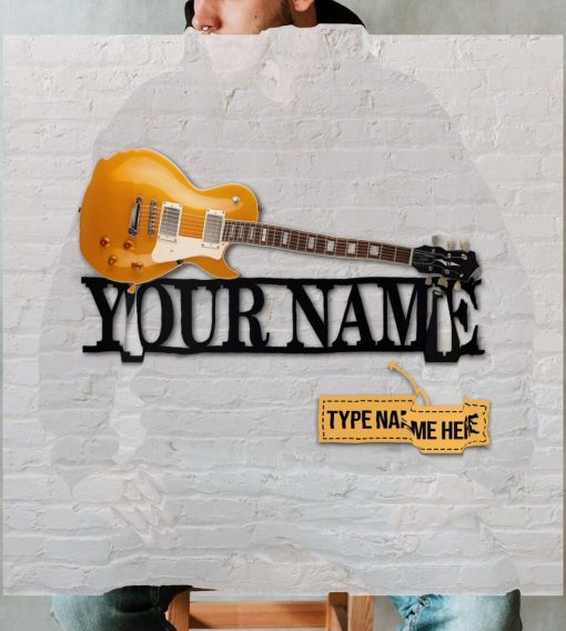 Personalized Electric Guitar Shaped Metal Sign