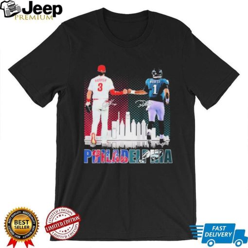 Philadelphia Jalen Hurts And Bryce Harper Philly’s Skyline Signatures Shirt