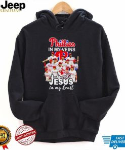 Philadelphia Phillies in my veins Jesus in my heart signature 2022 shirt