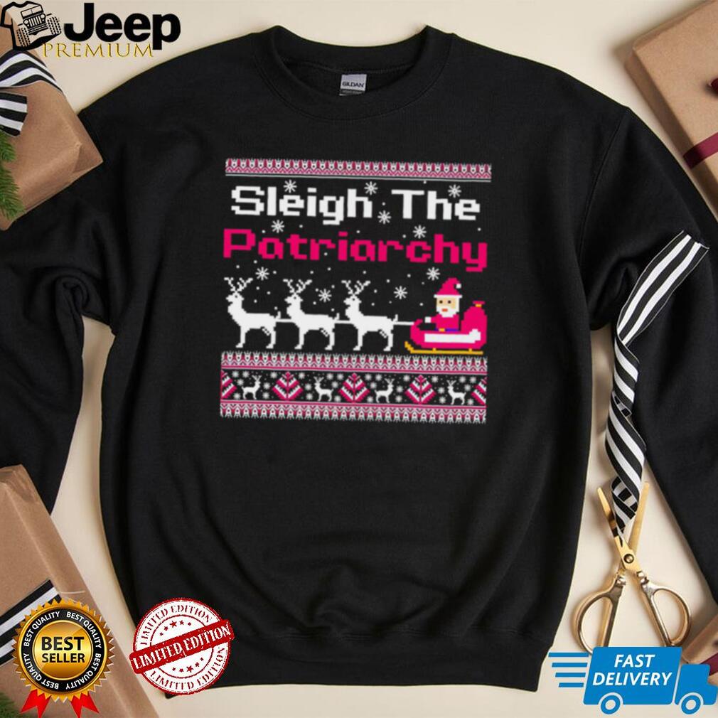 Pink sleigh the patriarchy feminist Christmas shirt