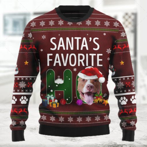 Pit Bull Santa s Favorite Ho Ugly Christmas Holiday Sweater