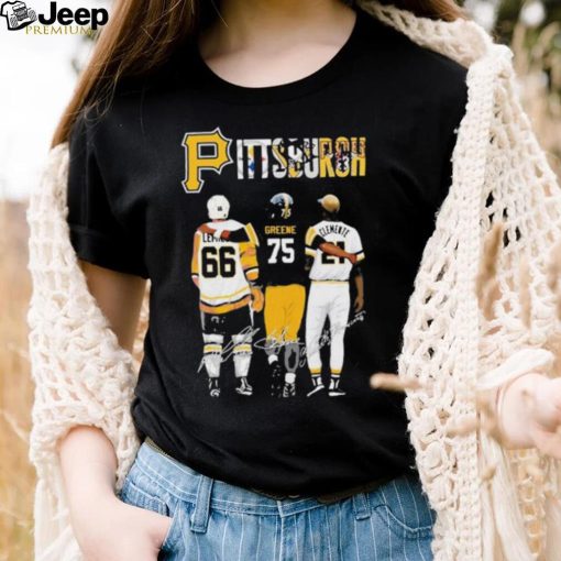 Pittsburgh Sports With Mario Lemieux Joe Greene And Clemente Jersey Signatures Shirt