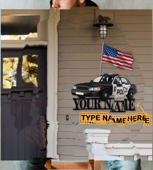 Police Car Custom Name Shaped Metal Sign