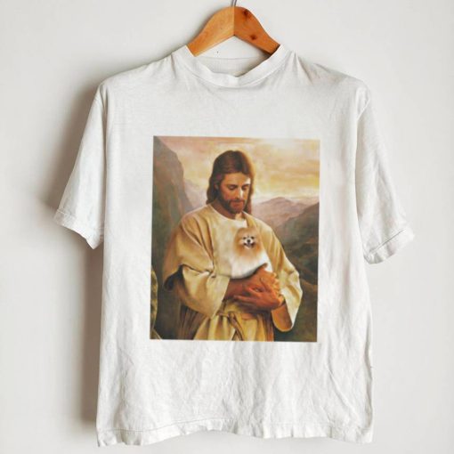 Pomeranian Dog And Jesus Lover Funny Graphic Shirt