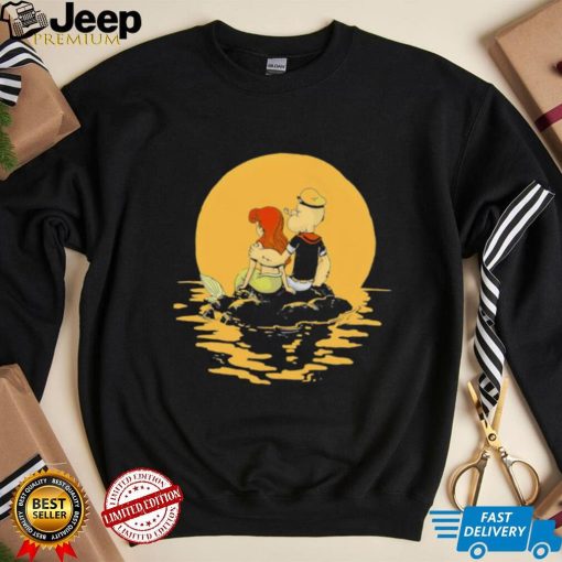 Popeye The Sailor X Ariel The Little Mermaid cartoon shirt