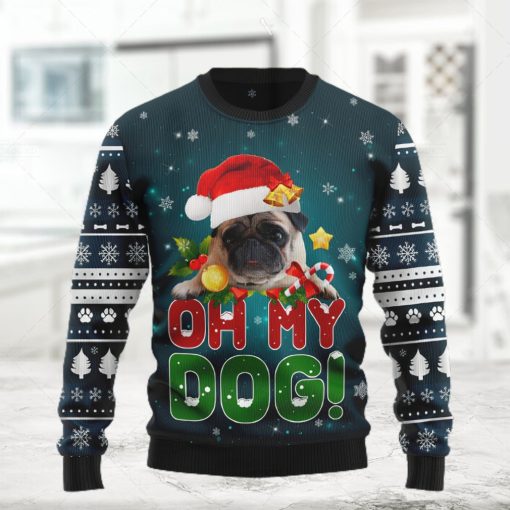 Pug Oh My Dog  Ugly Christmas Holiday Sweater