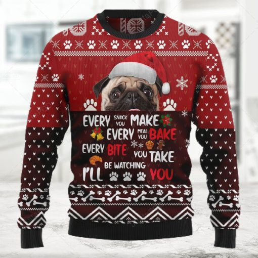 Pug Will Be Watching You Ugly Christmas Sweater  Ugly Sweater  Christmas Sweaters  Hoodie  Sweater