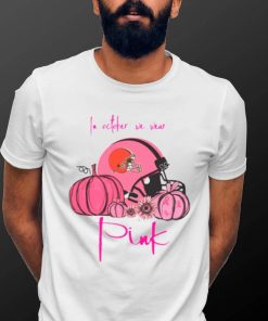 Pumpkin Cleveland Browns T Shirt In October We Wear Pink Breast Cancer Awareness
