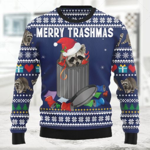 Raccoon Lover Merry Trashmas Ugly Christmas Holiday Sweater