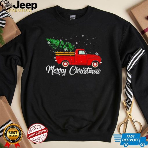 Red truck pick up Christmas tree shirt