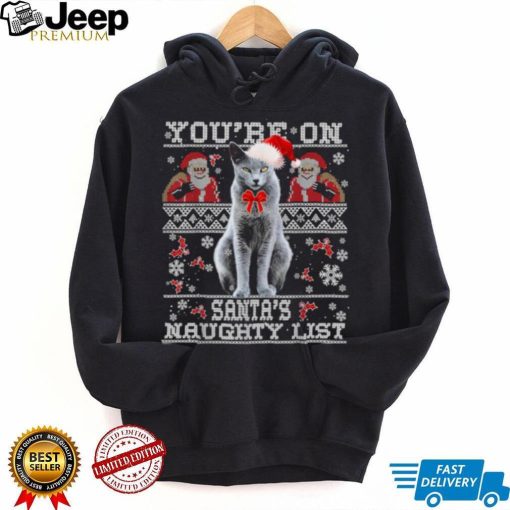 Russian Blue Cat Lover Xmas Ugly Sweater Shirt