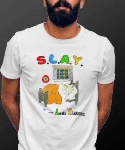 S.L.A.Y. Still Lying Awake Yearing cat sleeping art shirt