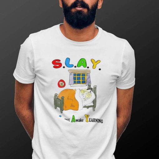 S.L.A.Y. Still Lying Awake Yearing cat sleeping art shirt