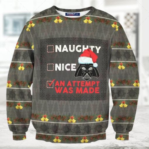 SW Sweater Naughty Nice An Attempt Was Made Sith Christmas Grey Ugly Sweater 2022