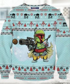 SW Ugly Sweater SW Mandalorian Merry Bobamas Blue Sweater 2022