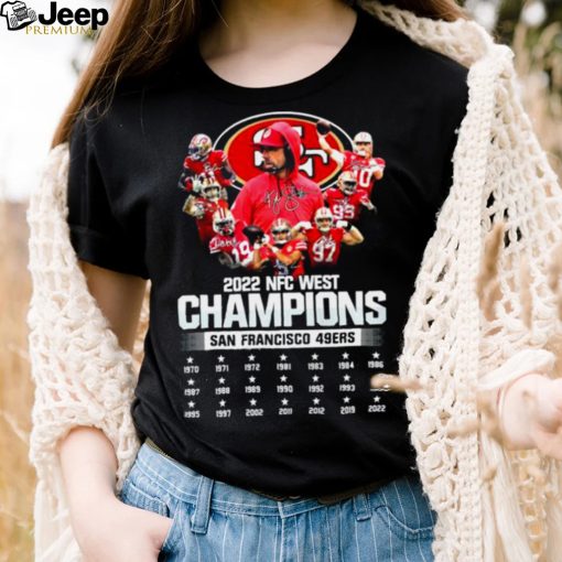 San Francisco 49ers 2022 NFC west division champions signatures shirt