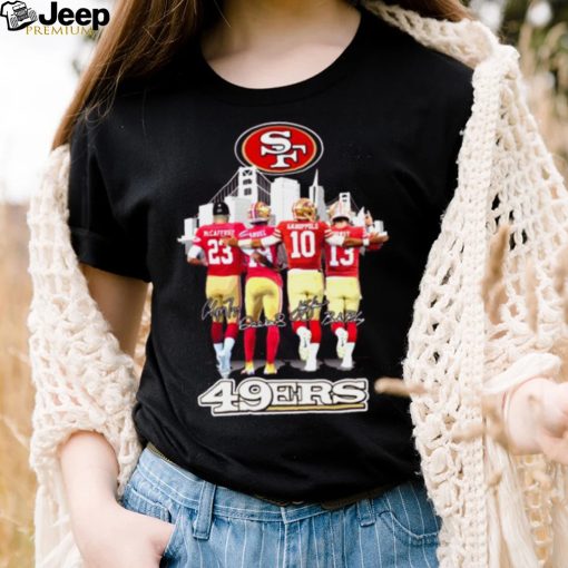 San Francisco 49ers McCaffrey Deebo Samuel Jimmy Garoppolo Brock Purdy signatures shirt