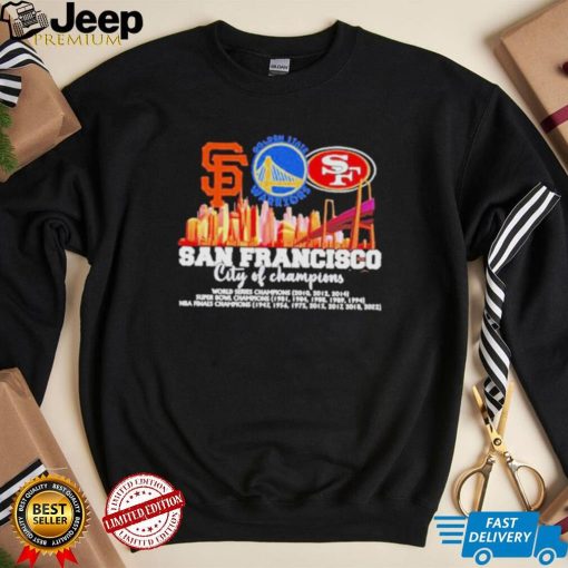 San Francisco City of Champions Giants Warriors and 49ers 2022 matchup shirt