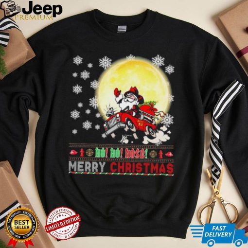 Santa Claus Driving Car Ho Ho Ho Merry Christmas Ugly Shirt