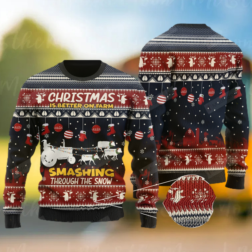 Santa Claus With Reindeer Cow For Unisex Ugly Christmas Sweater
