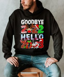 Santa Claus and Reindeer Goodbye 2022 hello 2023 christmas light sweater