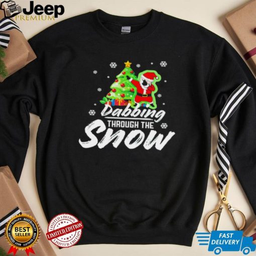 Santa Claus dabbing through the snow Christmas shirt