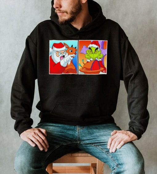 Santa Claus vs Grinch Yelling meme shirt