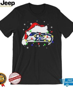 Santa Hat Seattle Seahawks Logo Christmas Light Shirt