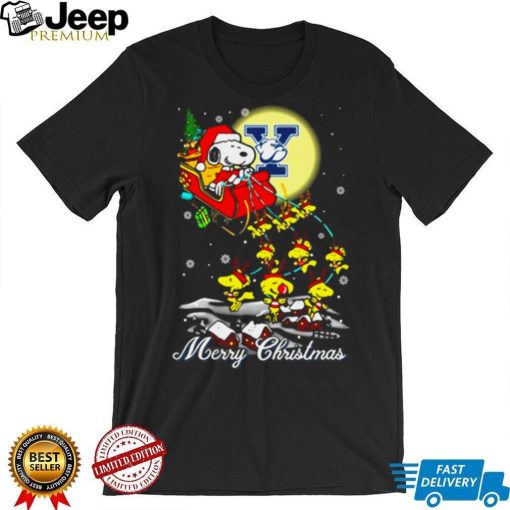 Santa Snoopy Sleigh Woodstock Yale Bulldogs Merry Christmas shirt