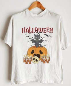 Scary pumpkin and vampire bat cat halloween trick or treat shirt0