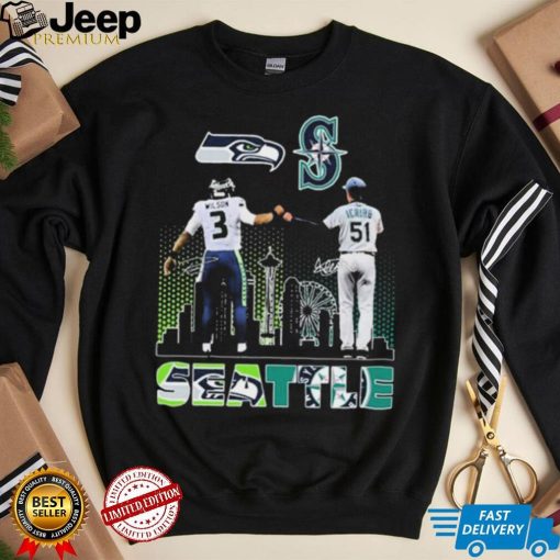 Seattle City Sports Russell Wilson And Ichiro Suzuki Signatures Shirt