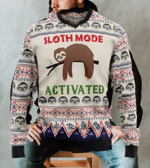 Sloth Mode Activated Ugly Christmas Sweater, Xmas Sweatshirt