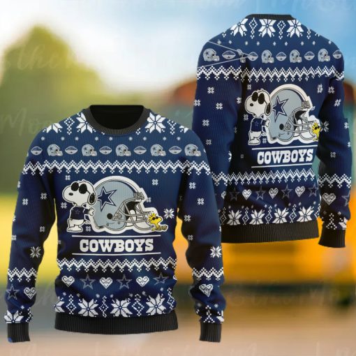 Snoopy And Woodstock Dallas Cowboys Christmas All Over Print Ugly Sweater