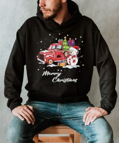 Snowman Red Car Merry Christmas Shirt