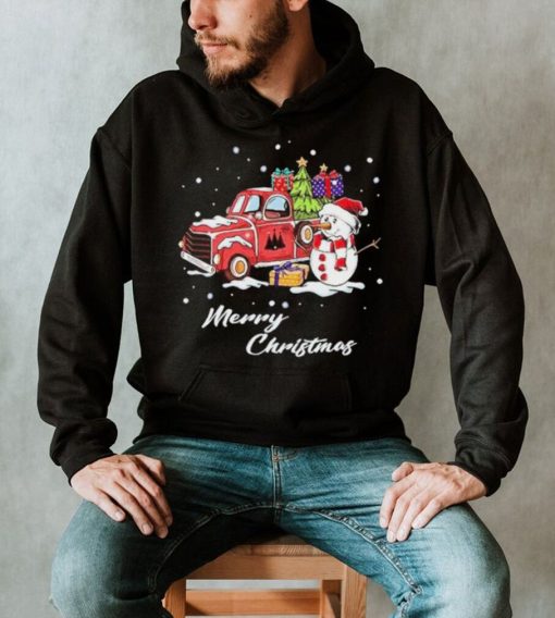 Snowman Red Car Merry Christmas Shirt