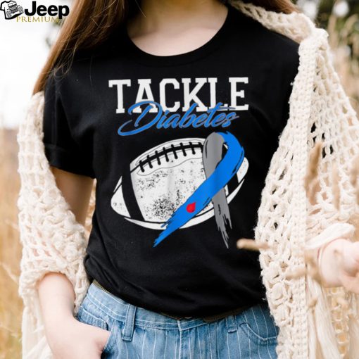 Tackle Diabetes Blue Football Type Diabetes Awareness T Shirt