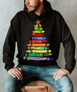 Teacher Christmas T Shirt Crayon Tree Light Gifts Student